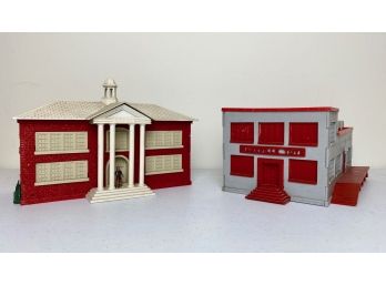 Vintage Marx Toy Company Buildings - School And Marxville Toys