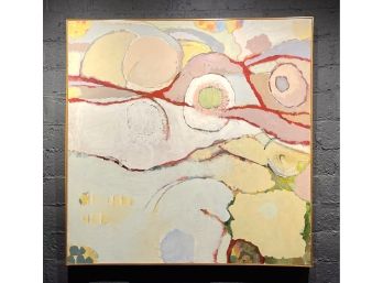 Large 1970s Abstract Painting On Canvas Signed/dated Titled Earth Mother