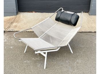 Hans Wegner Style Flag Halyard Stainless Steel And Rope Lounge Chair