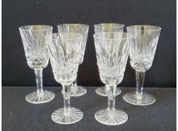 Six Waterford Crystal 5.25' White Wine Crystal Glasses Stemware