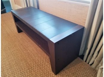 Pebbled Leather Top Wood Entryway Bench
