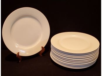 Thirteen Luigi Bormioli Super White Vitrified 10.75' Porcelain Dinner Plates