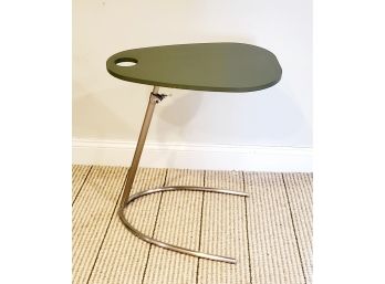 Cantilever Boomerang Olive Green & Chrome Adjustable Side Table