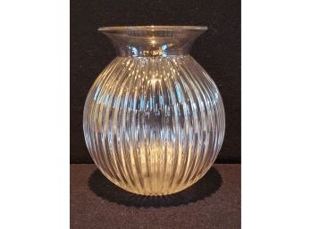 Vintage Clear Ribbed Glass Flower Vase