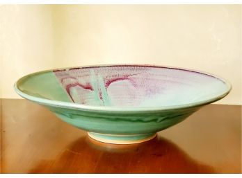 Hand Thrown Signed Drip Glaze Pottery Bowl