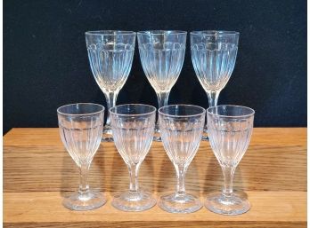 Seven Vintage Clear Heisey Ribbed Wine Glass Stems
