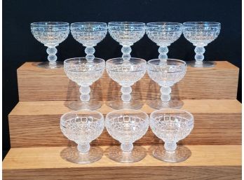 Eleven Vintage Heisey Victorian Clear Tall & Short Champagne Sherbet Glasses