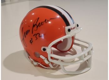 Autographed Jim Brown #32 NFL Cleveland Browns Miniature Football Helmet