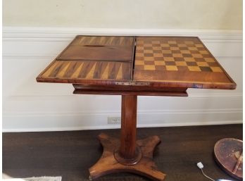 Antique Regency Style Wood Small Hideaway Chess Checkers Backgammon Gaming Board Table