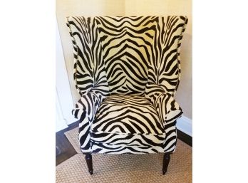 Beautiful Victoria Hagan Zebra Print Wing Chair #1