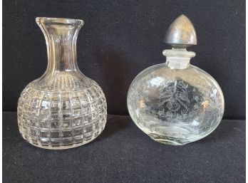 Two Antique Vintage Glass Decanters