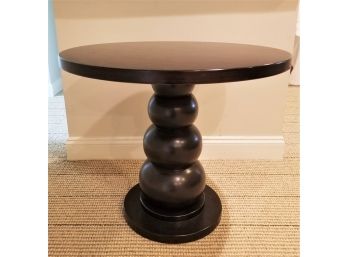 Small Black Solid Wood Round Pedestal Table
