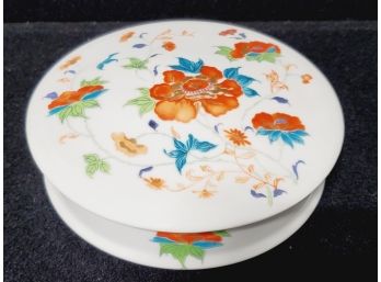A. Raynaud & Co Limoges France Porcelain Round Lidded Floral Trinket Box