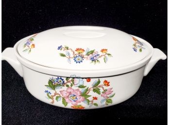 Oval Lidded Porcelain Floral Casserole Baking Dish - Made In Japan