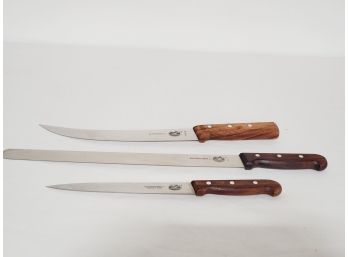 Three Victorinox R.H. Forschner Co. Rosewood Handled Knives