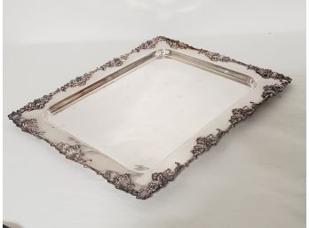 Vintage Sheffield Silver On Nickel Plated Oblong Ornate Serving Tray