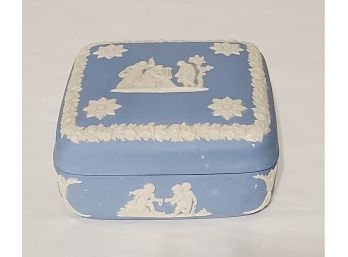 Vintage Wedgwood Blue Jasperware Lidded Small Box
