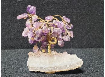 Pretty Wire Wrapped Trunk And Amethyst Stone Tree