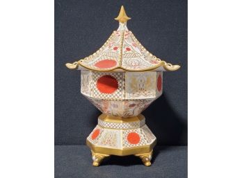 Dramatic Vintage Abbeydale For Tiffany & Co. Porcelain Lidded Pagoda Jar Canister