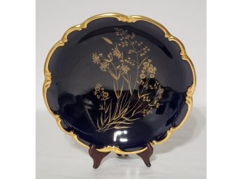 Vintage Linder Kueps Bavaria Cobalt Blue & Gold Decorative Plate