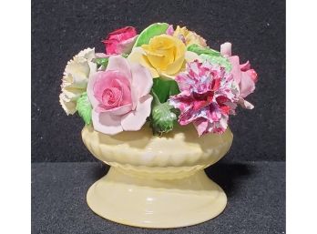 Vintage Denton China England Colorful Bone China Flower Basket