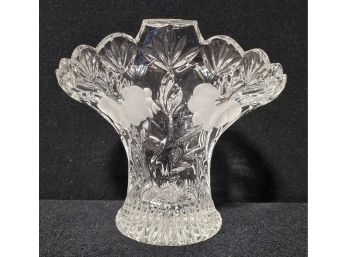 Vintage Cut Crystal Etched & Frosted Flower Vase