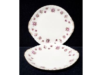 Two Vintage Royal Albert Sweet Violets Porcelain Round Platters