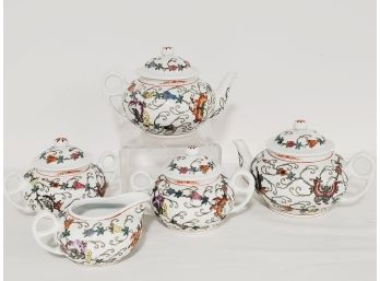 Chinese Hand-Painted Jingdezhen, Vintage Chinoiserie Tea Set Hand Painted