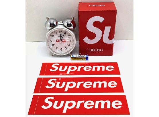 New In Box Supreme Seiko Alarm Clock & Supreme Stickers #40676129
