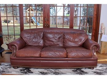 Oversized Leather Three Cushion Sofa