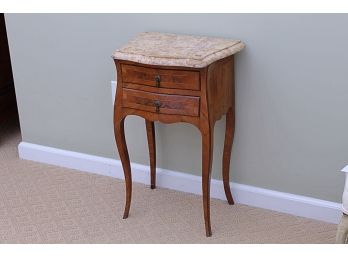 Marble Top Inlaid Two Drawer Stand