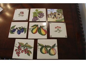 Eight Painted Tiles