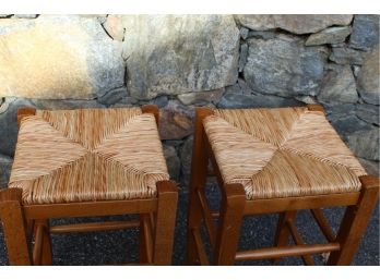 Two Rush Seat Stools