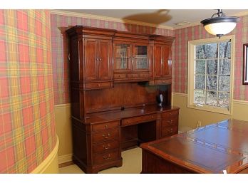 Sligh Desk With Lighted Bookcase / Hutch Top