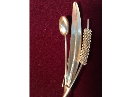 Large Signed Danish Sterling Silver Pin