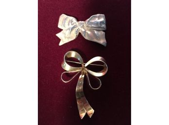 Two Bow Sterling Pins