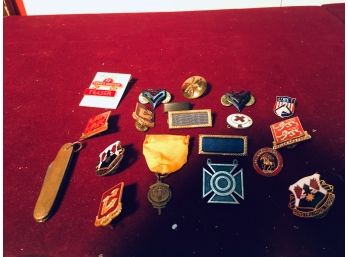 Vintage Military And Enamel Pin Lot