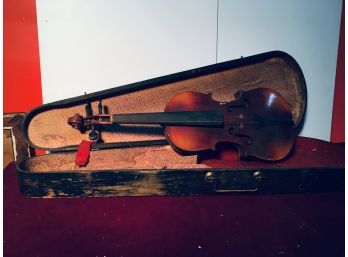 Antique Violin In Wooden Case