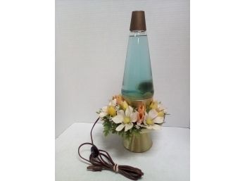 Working Vintage Lava Lamp With Plastic Flowers At Base     E5