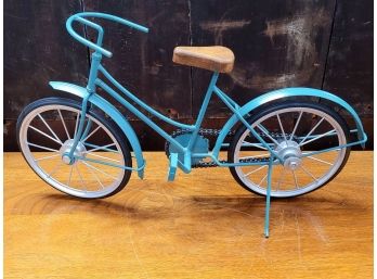 Teal Colored Fun Display / Decoration Bicycle With Wooden Seat D2