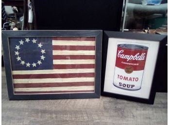 Iconic Wall Art- Print Of Flag Painting By Gloria Bowlin Together With Campbells Soup Can WA