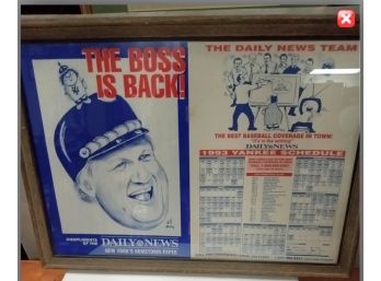 1993 Daily News Yankees Poster Of The BOSS - George Steinbrenner & The  1993 Season Schedule  B1