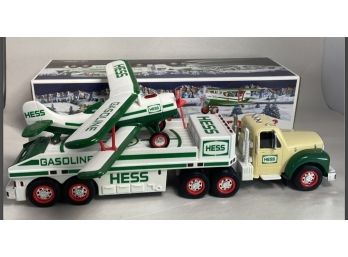 HESS 2002 Toy Truck And Airplane & Box - With Batteries Both Truck & Airplane Light Up!     E-1