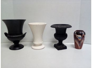 Four Lovely Piece Lot - Wedgewood Urn, McCoy Vase, Iron Planter & Colorful Ceramic Vase B5