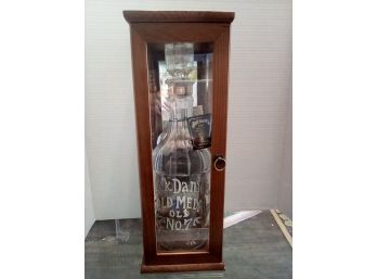 Jack Daniels Centennial 1904 Gold Medal Replica Bottle In Custom Wood And Glass Cabinet  A5