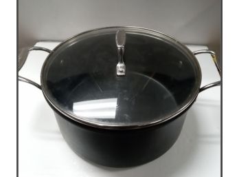Emeril Lagasse Everyday Forever 6 Qt Casserole Pan Non Stick Black Hard Anodized With A Glass Lid   A1