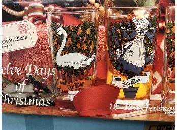 Twelve Days Of Christmas Vintage Glasses- New In The Box
