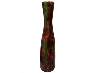 Tall Colored Green And Red Ceramic Vase