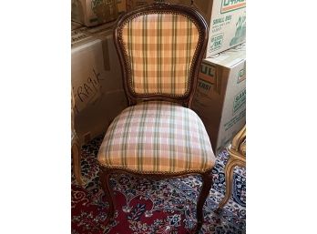 French Provincial Chair With Plaid Fabric