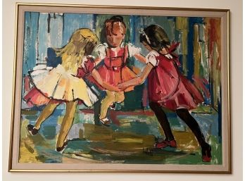 'Children Dancing', Oil On Board, Signed LUBELL